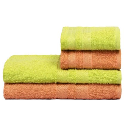 Jogo de Toalhas Verde Limão + Abobora Caricinha 4pç