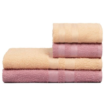 Jogo de Toalhas Pessego + Rosa Caricinha 4pç