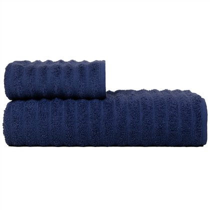 jogo 2 toalhas fio penteado azul naval
