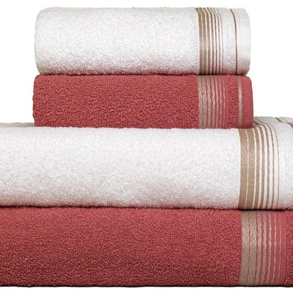 jogo 4 pecas banho sublime terracota branco