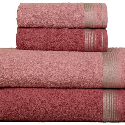 jogo 4 pecas banho sublime terracota rosa
