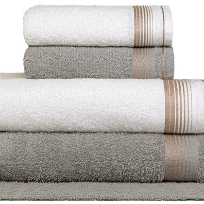 jogo 5 pecas toalha banho sublime gris branco