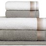 jogo 5 pecas toalha banho sublime gris branco