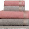 jogo 5 pecas toalha banho sublime gris rosa