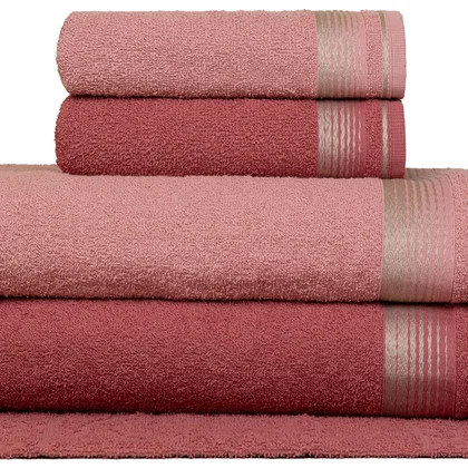 jogo 5 pecas toalha banho sublime terracota rosa