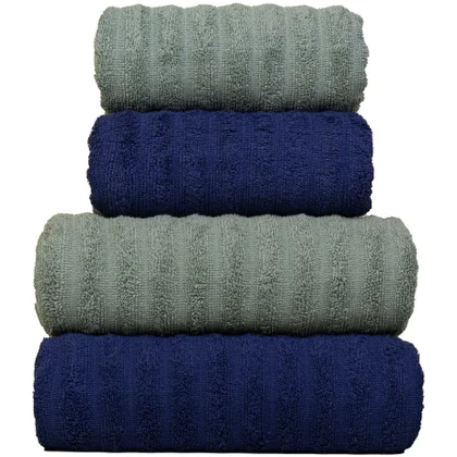 jogo 4 toalhas fio penteado azul verde