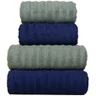 jogo 4 toalhas fio penteado azul verde