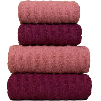 jogo 4 toalhas fio penteado marsala coral