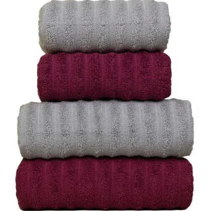 jogo 4 toalhas fio penteado marsala prata