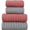 jogo 4 toalhas fio penteado prata coral