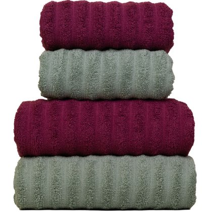 jogo 4 toalhas fio penteado verde marsala