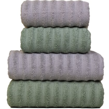 jogo 4 toalhas fio penteado verde prata