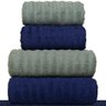 jogo 5 toalhas fio penteado azul verde