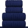 jogo 5 toalhas fio penteado azul naval