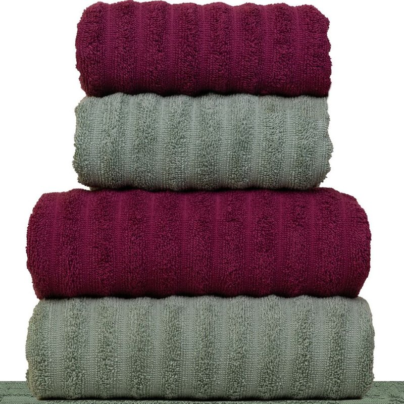 jogo 5 toalhas fio penteado verde marsala