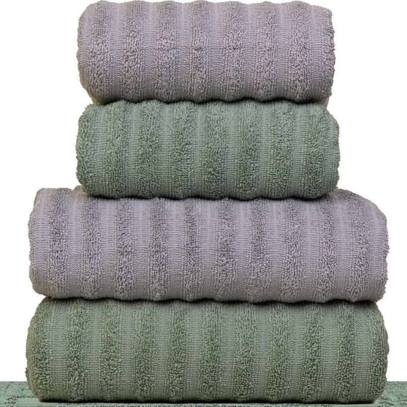 jogo 5 toalhas fio penteado verde prata