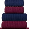 jogo 5 toalhas fio penteado azul marsala