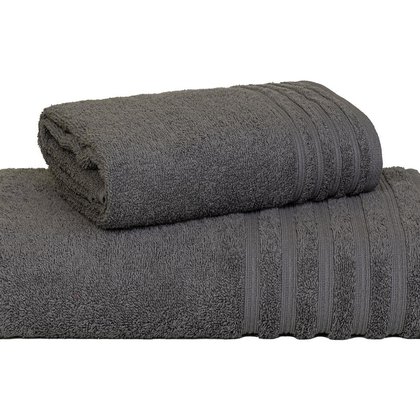 jogo toalha 2 pecas fio penteado julia cinza