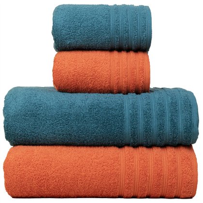 jogo de toalhas 4 pecas fio penteado julia ferrugem petroleo