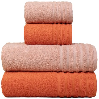 jogo de toalhas 4 pecas fio penteado julia ferrugem rosa