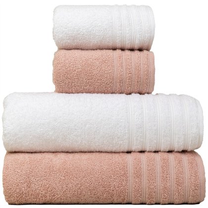 jogo de toalhas 4 pecas fio penteado julia rosa branco