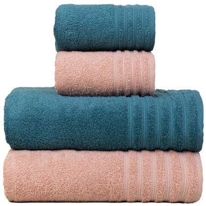 jogo de toalhas 4 pecas fio penteado julia rosa petroleo