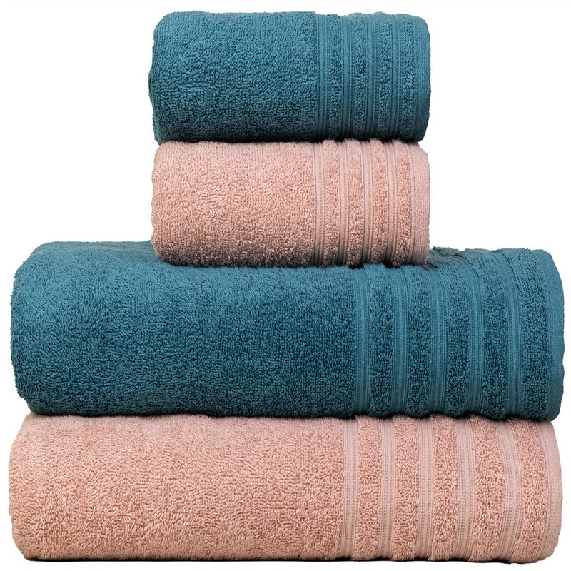 jogo de toalhas 4 pecas fio penteado julia rosa petroleo