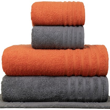 jogo de toalhas 5 pecas fio penteado julia chumbo ferrugem