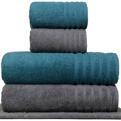 jogo de toalhas 5 pecas fio penteado julia chumbo petroleo