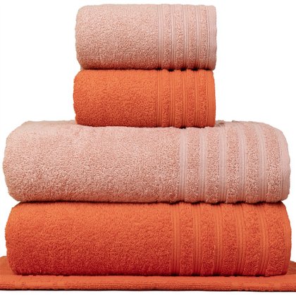 jogo de toalhas 5 pecas fio penteado julia ferrugem rosa