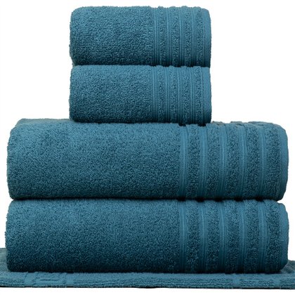 jogo de toalhas 5 pecas fio penteado julia petroleo