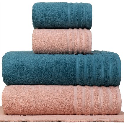 jogo de toalhas 5 pecas fio penteado julia rosa petroleo