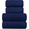 jogo 4 toalhas fio penteado azul naval